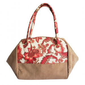Bolsa de mão em tecido floral vermelho Maria Adna
