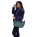 Bolsa de mão com alça dupla em couro azul e verde Maria Adna