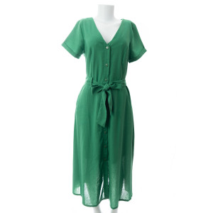 Vestido Midi verde com botões Maria Adna