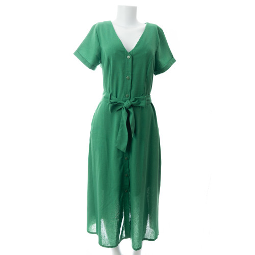 Vestido Midi verde com botões Maria Adna