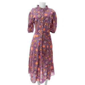 Vestido Midi estampado roxo Maria Adna